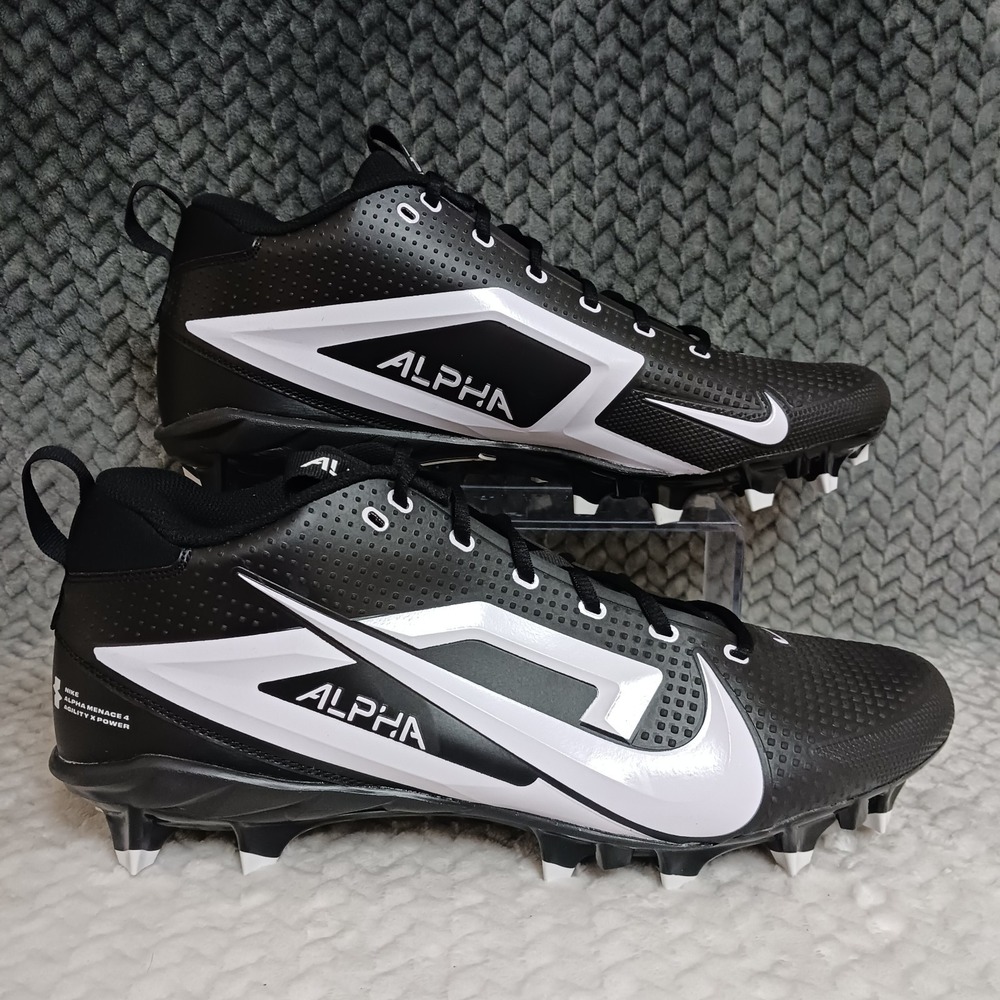 Nike Alpha Menace 4 Men's Football Cleats Black White FZ7703-005 Size 15